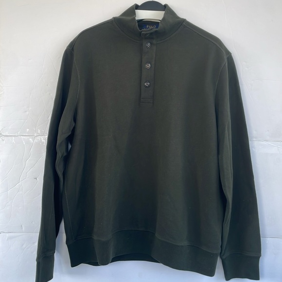 Polo Ralph Lauren Men's Dark Green L/S Pullover Mock Neck Button Sweater Sz XXL - Picture 1 of 16